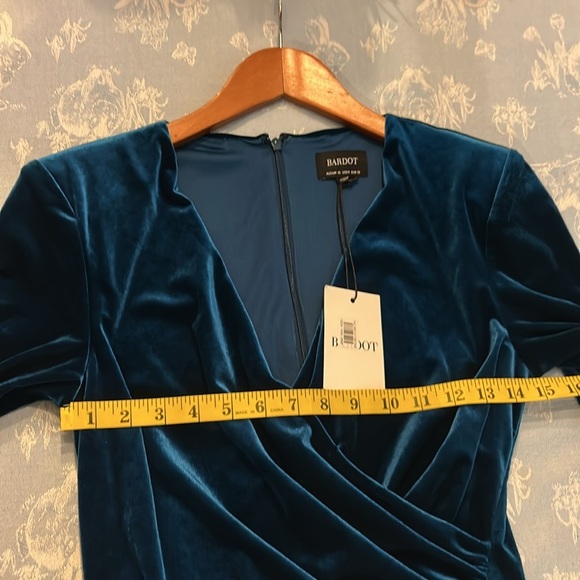 Bardot Velour Teal Midi Dress NWT MSRP $119 - Picture 7 of 10